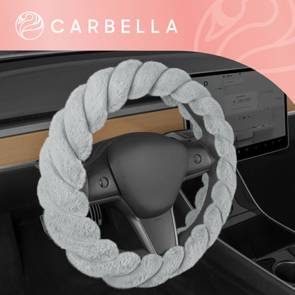Carbella Twisted Plüsch Pelz Lenkrad Abdeckung (Fits 14.5' - 15.5')