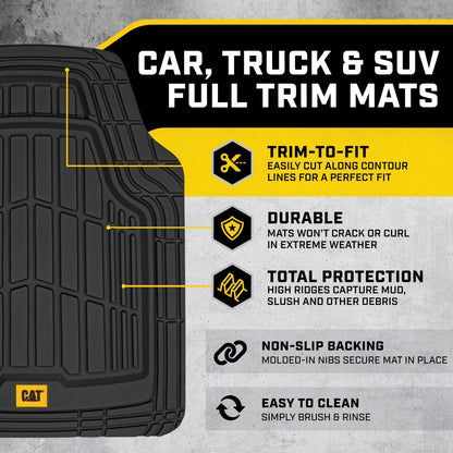 CAT 3-Stück ToughRide Gummi Vorderbodenmatten und hintere Bodenmatten - Heavy Duty, All Weather, Trimmen Sie, um zu passen