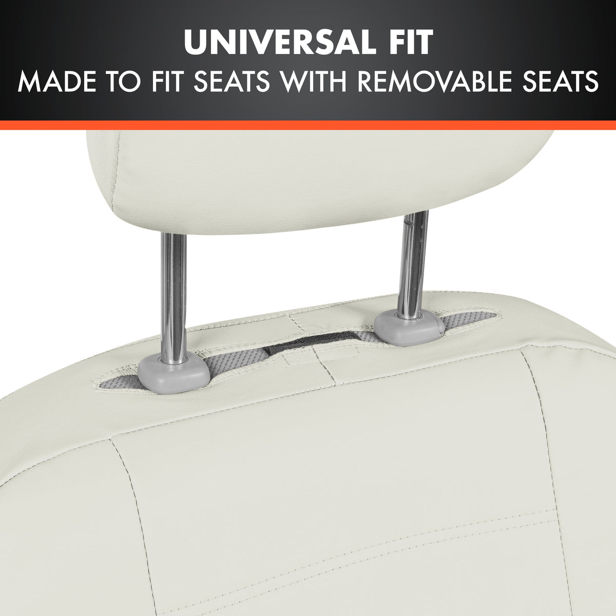 BDK 9-Piece White Leather Car Seat Cover Full Set, Vordersitz- und Hintersitzbank-Abdeckung, Universal Fit Car Seat Covers für PKW SUVs Vans, Komplette Vollabdeckung Schutz für Fahrzeuge