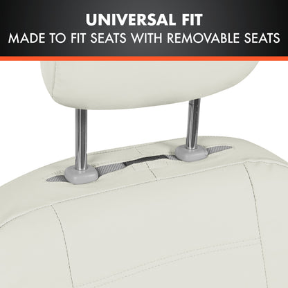 BDK 9-Piece White Leather Car Seat Cover Full Set, Vordersitz- und Hintersitzbank-Abdeckung, Universal Fit Car Seat Covers für PKW SUVs Vans, Komplette Vollabdeckung Schutz für Fahrzeuge