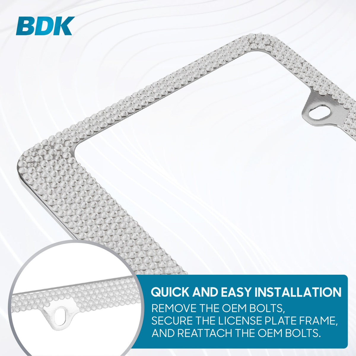 Rostbeständiges verchromtes Die-Cast-Edelmetall-Lizenzplattenrahmen / -halter Universalgröße - Blank Metal Design (Paket von 2)