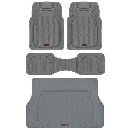 MotorTrend 4-Stück FlexTough Deep Dish Vorderbodenmatten, Hinterbodenmatte und Trunk / Cargo Mat - Heavy Duty, All Weather, Trim to Fit
