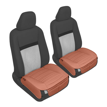 Motor Trend Faux Leder Vordersitz Abdeckung für Autos - Set von 2 Braunen Vordersitz Abdeckungen für SUV & Truck mit Aufbewahrung Taschen - Autositze Abdeckung Protector - Nur für Bodenpolster Abdeckung