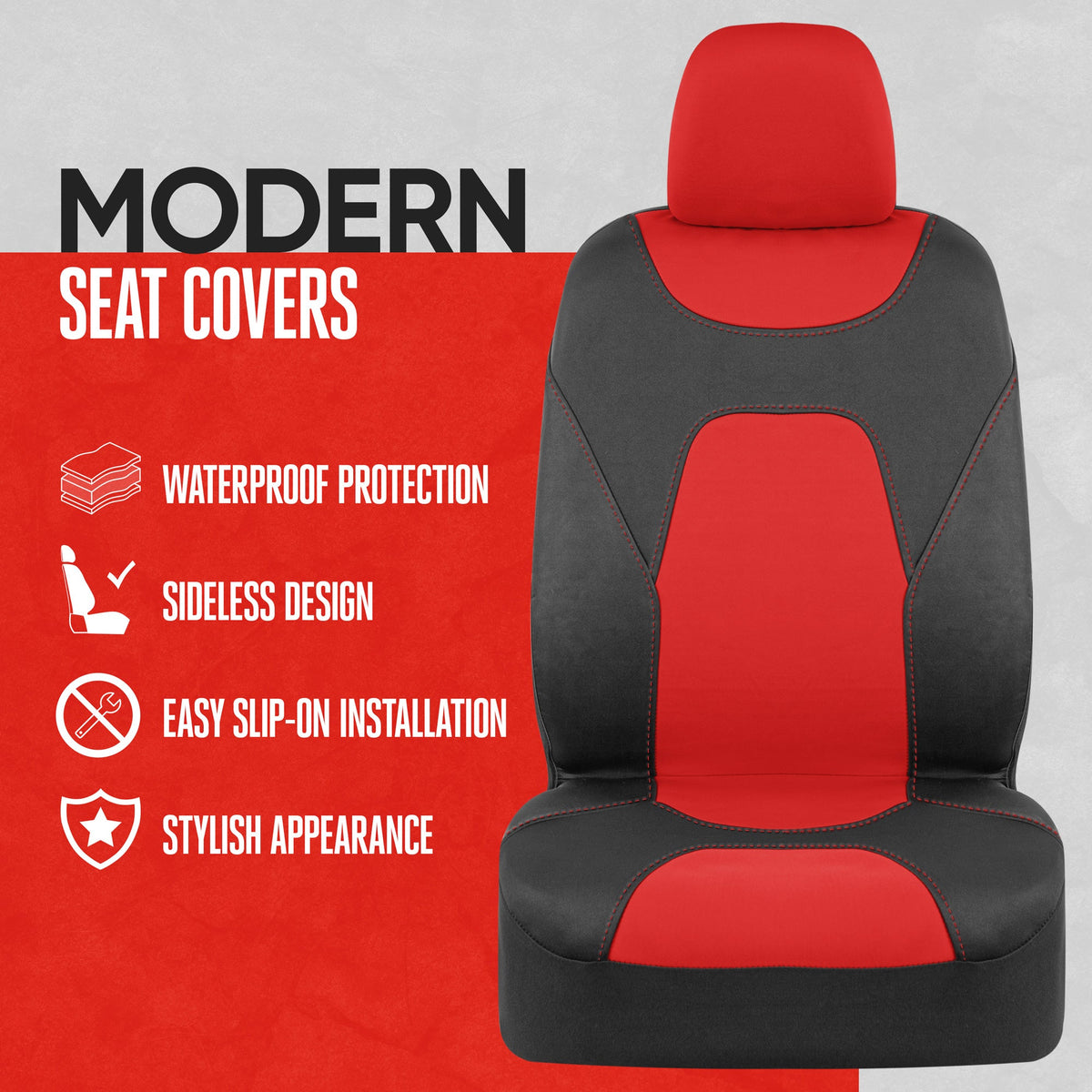 MotorTrend 2-Pack AquaShield Wasserdicht Zwei-Tone Neopren-Vordersitzabdeckungen