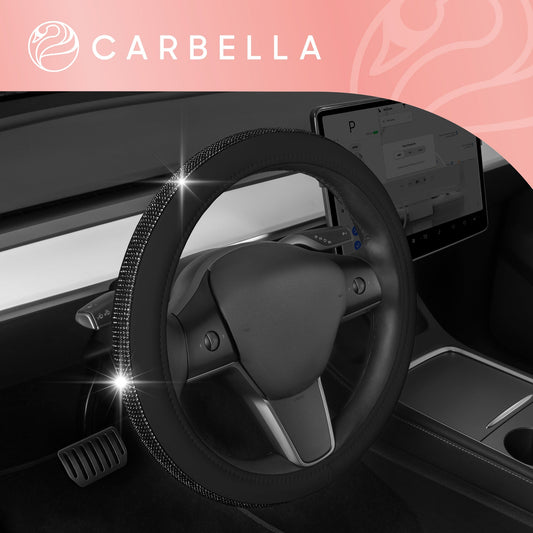 Carbella Bling Diamond Leatherette Steering Wheel Cover (Fits 14.5' - 15.5')