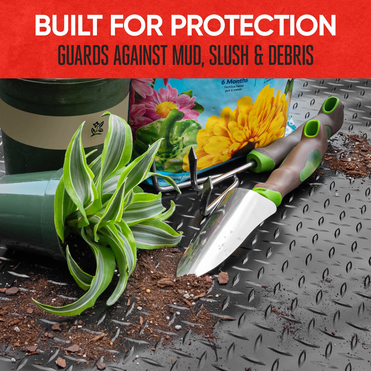 MotorTrend Diamond Metal Look Trunk / Cargo Liner Mat - Heavy Duty, All Weather, Trim to Fit (4' x 6')