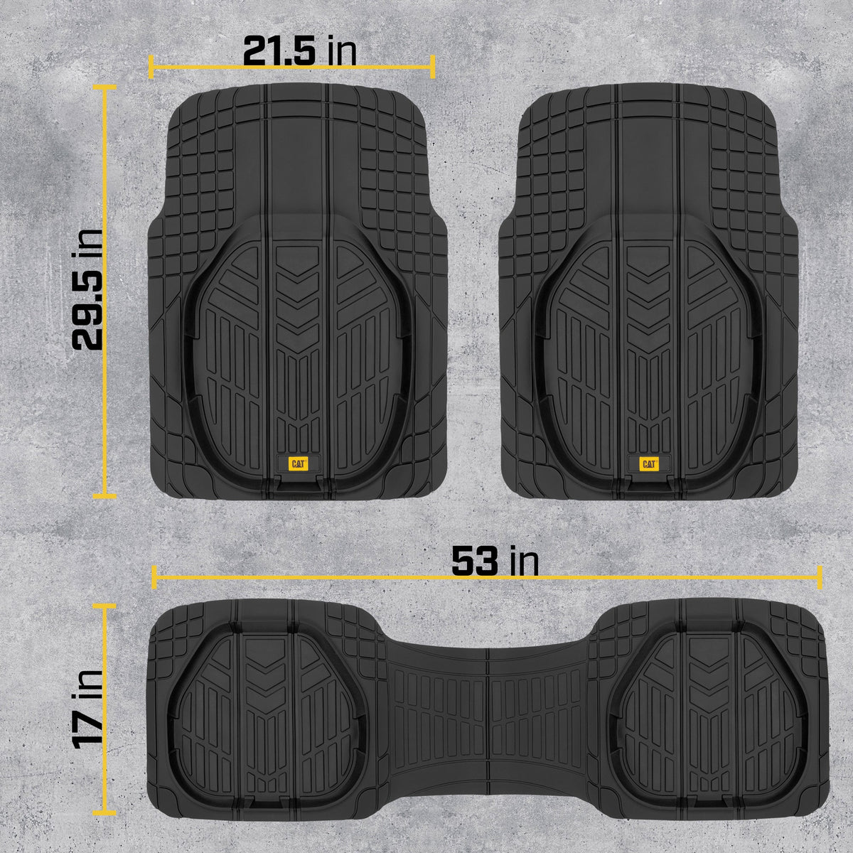 CAT 3-Piece Deep Dish Reservoir Vorderbodenmatten und Hinterbodenmatten - Heavy Duty, All Weather, Trimm to Fit