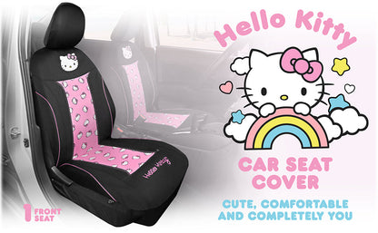 Hello Kitty Car Seat Cover - Niedliche und langlebige Pink Vordersitzbezug, Adorable Hello Kitty Design, Komfortable und lang anhaltende Polyester, Autozubehör Geschenk Hello Kitty Zubehör 1pc Schwarz / Pink