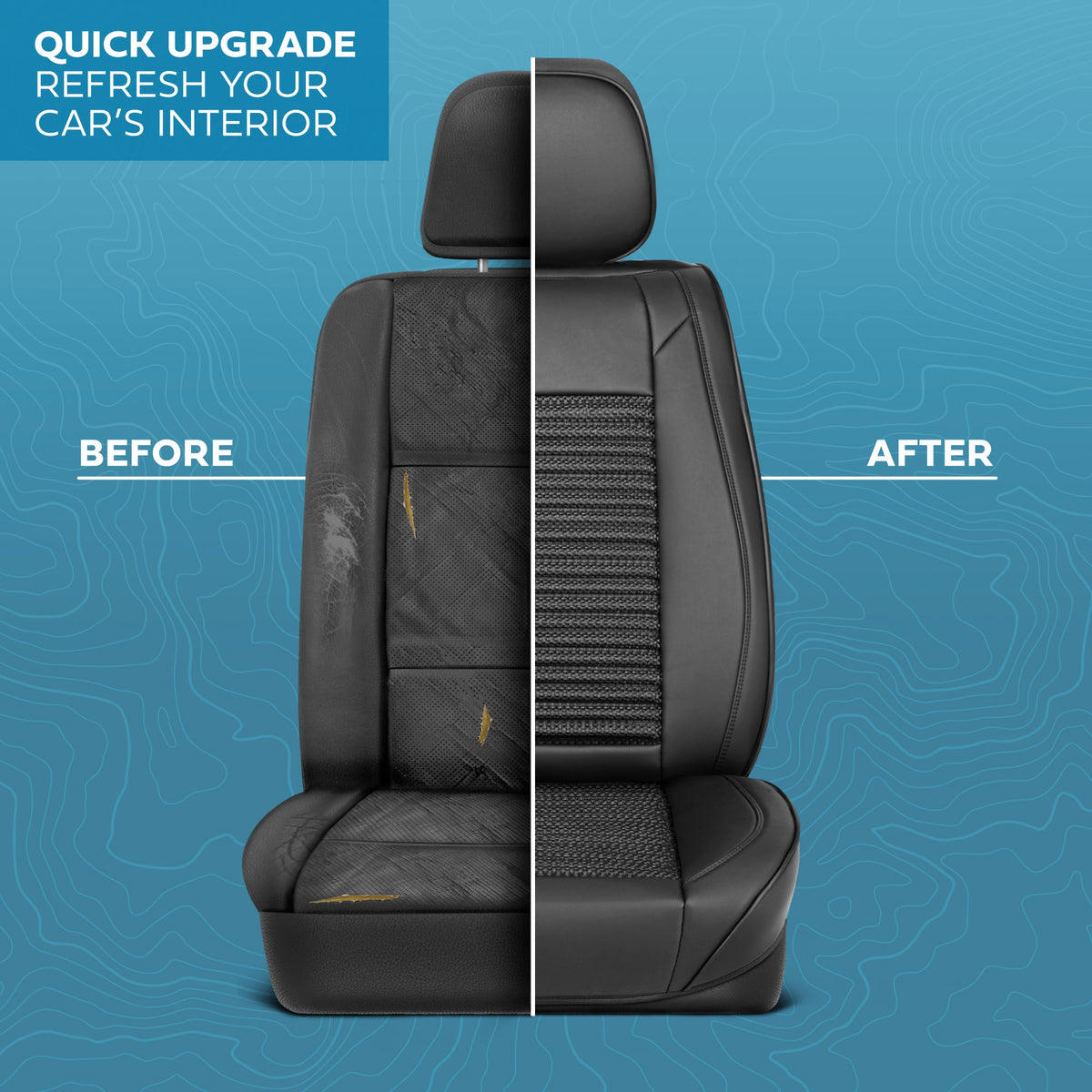 MotorBox Elite Edition Faux Leder & All Weather Wicker Sitzbezüge für Autos, LKW & SUV - 2 Black Car Seat Abdeckungen für Vordersitze - Universal Fit Car Zubehör Automotive Interior Protector