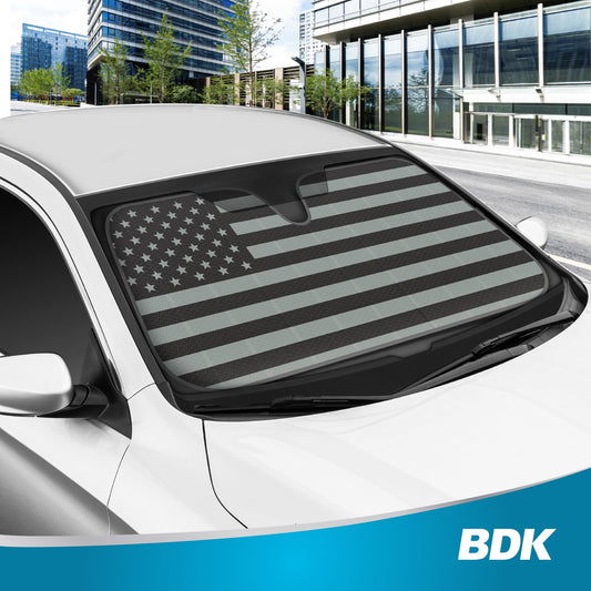 BDK Black USA Flag Front Windschutzscheibe Sonnenschirm (58' x 27')