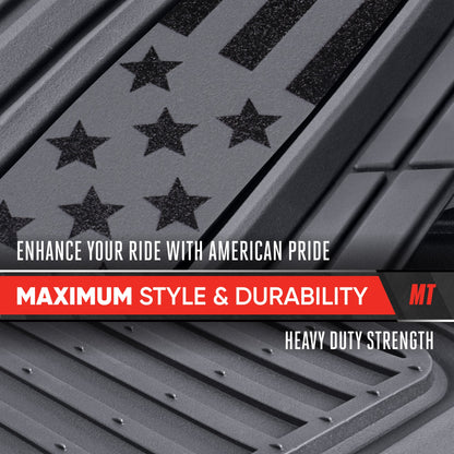 Klon von Motor Trend Flag Car Bodenmatten Volles Set - Haltbare graue Gummibodenmatten für Autos mit zwei Ton Akzent, All Wetter Innenschutz für Vorder- und Rückseite mit rutschfester Rückseite, grau - Flaggengrau