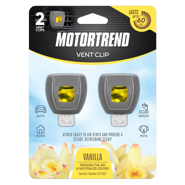 Motor Trend Vent Clip Air Freshener - Langlebige frische Düfte für Autos, LKW und SUVs - Vanilla Scent