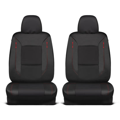 Motor Trend Hex Lederette Sitzbezüge - Universal Fit Front Seat Protector für Autos, LKW, SUVs - Premium Interior Protection, Einfach zu installierendes Auto Upgrade, Black & Red Car Seat Cover