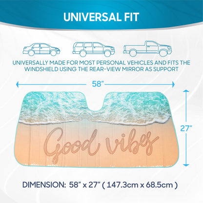 BDK Good Vibes Beach Front Windschutzscheibe Sonnenschirm (58' x 27')