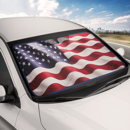 MotorTrend amerikanischer US-Flaggenfront Windschutzscheibe Sonnenschirm (Large 69' x 35')