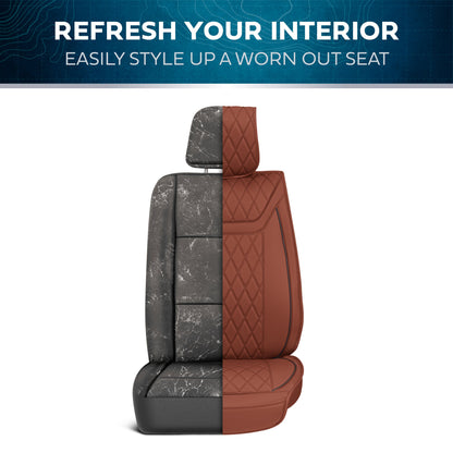 MotorBox 11-Piece Ranch Edition Premium Faux Leather Diamond Stitched Cushion Vordersitz- und Rücksitzabdeckungen