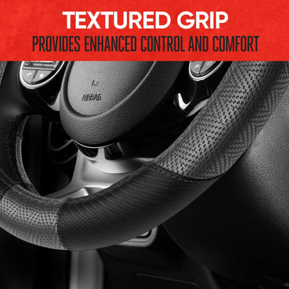 MotorTrend GripTech Perforiertes Muster Sport Grip Lenkrad Abdeckung (Fits 14.5' - 15.5')