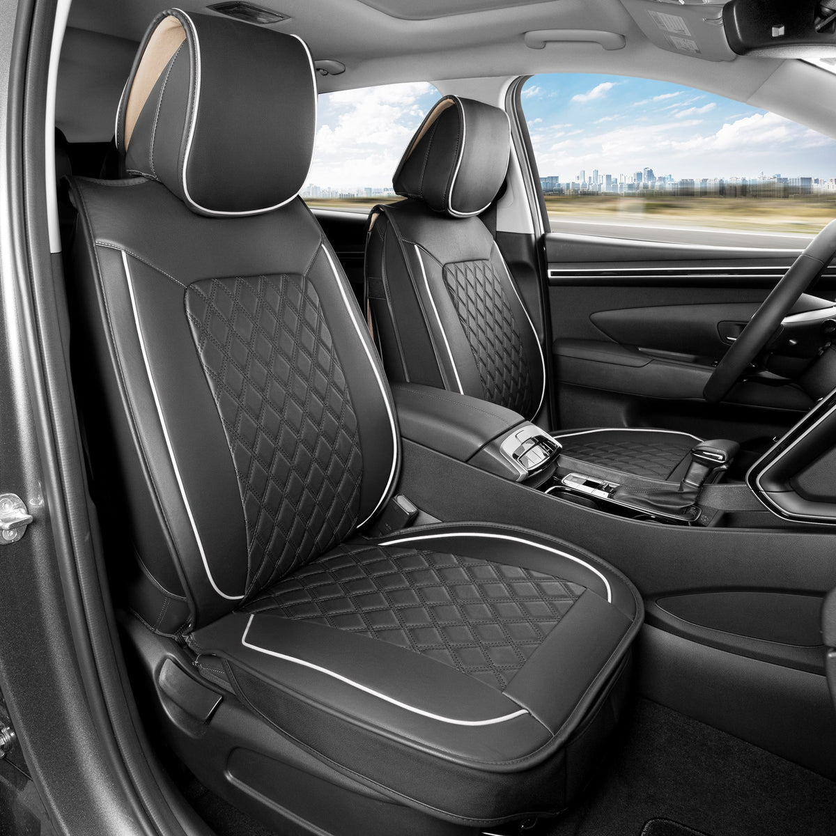 MotorBox 2-Pack Prestige Edition Premium Faux Leather Diamond Stitched Cushion Vordersitzbezüge