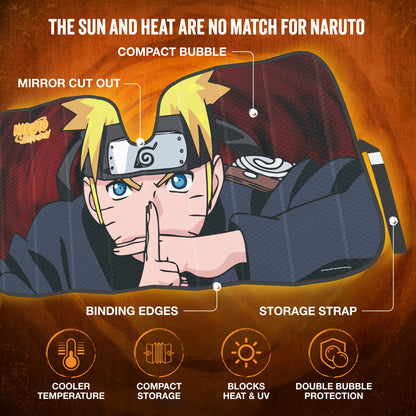 Naruto Shippuden Offiziell lizenzierte Windschutzscheibe Sonnenschutz - Car Sun Shade passt die meisten Autos, LKWs, SUV, & Van - Akatsuki Naruto Merch & Anime Zubehör für Autos - Sunshade Auto Windschutzscheibe - 57 'x 27'