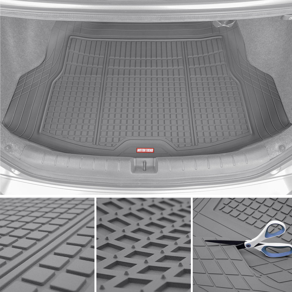 MotorTrend FlexTough Square Groove Trunk / Cargo Liner Mat - Heavy Duty, All Weather, Trim to Fit (54' x 37')