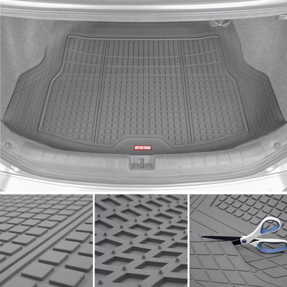 MotorTrend FlexTough Square Groove Trunk / Cargo Liner Mat - Heavy Duty, All Weather, Trim to Fit (54' x 37')
