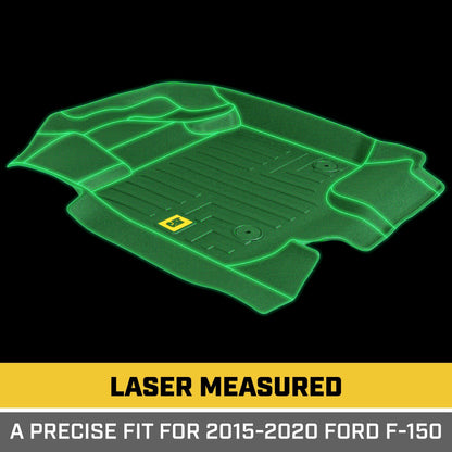 CAT 3-Piece Contour Custom Fit Front Floor Liners und Rear Trunk / Cargo Liner für Ford F-150 SuperCrew Cab (2015 - 2022)