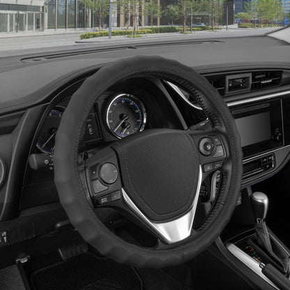 MotorTrend Ergonomic Original Leather Steering Wheel Cover S (Fits 13.5' - 14.5')