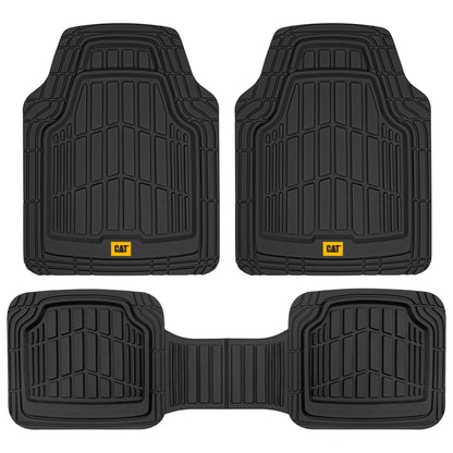 CAT 3-Stück ToughRide Gummi Vorderbodenmatten und hintere Bodenmatten - Heavy Duty, All Weather, Trimmen Sie, um zu passen