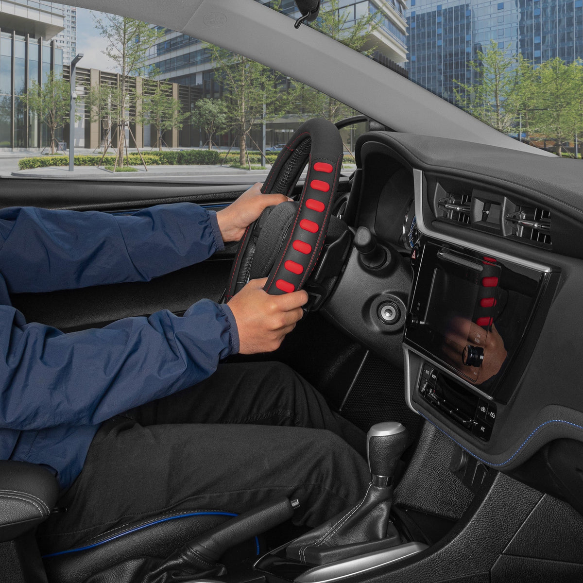 MotorTrend FlexGrip Lenkradabdeckung mit erhöhten Bump Grips (Fits 14.5' - 15.5')