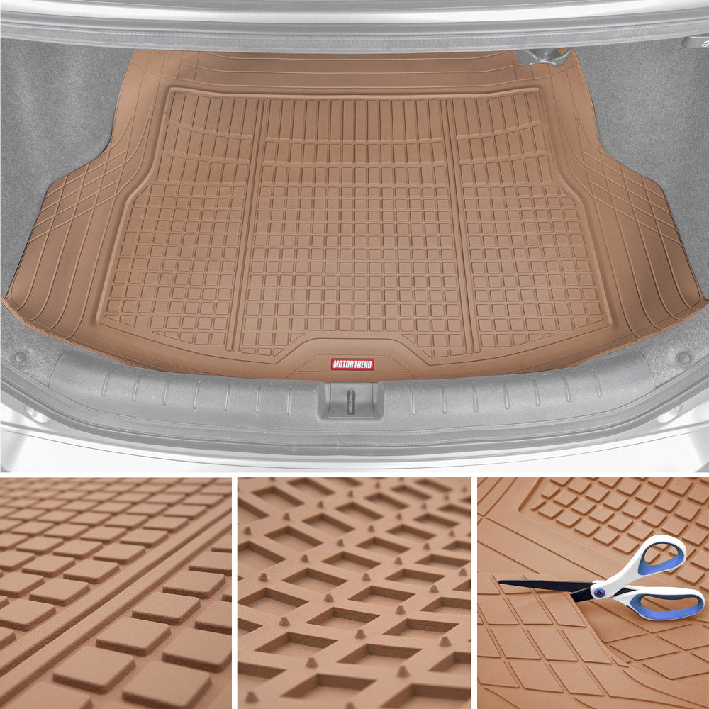 MotorTrend FlexTough Square Groove Trunk / Cargo Liner Mat - Heavy Duty, All Weather, Trim to Fit (54' x 37')