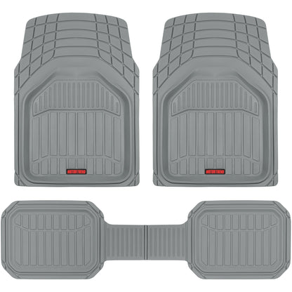 MotorTrend 3-Stück FlexTough Defender Vorderbodenmatten und Hinterbodenmatte - Heavy Duty, All Weather, Trimmen Sie, um zu passen