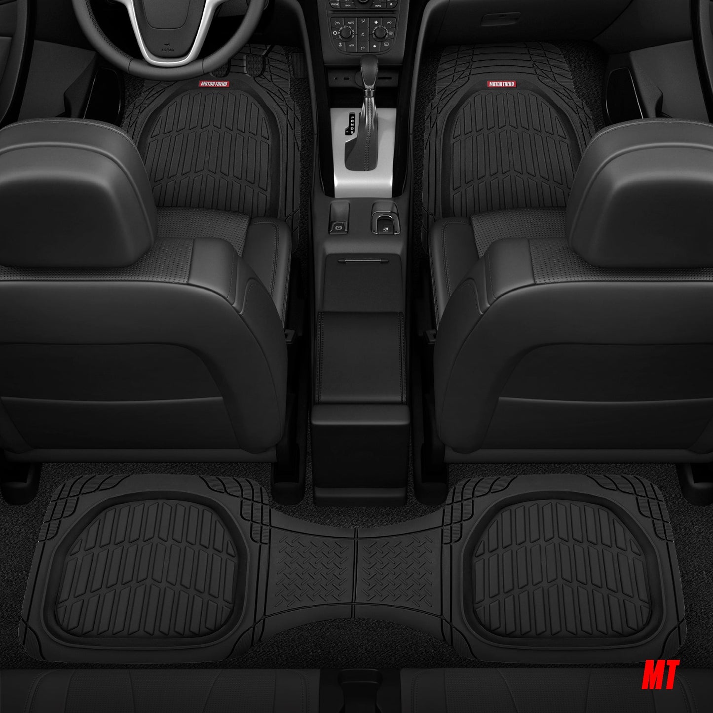 MotorTrend 4-Piece 3-Rows FlexTough Deep Dish Vorderbodenmatten, Mittelbodenmatten und Hinterbodenmatte