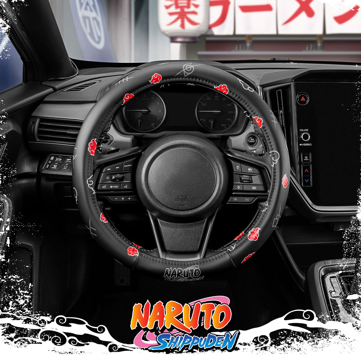 Naruto Shippuden Car Lenkrad Abdeckung, 15 Zoll Anime Lenkrad Abdeckung, gepolsterte Soft Comfortable Cover Anime Car Zubehör für Männer Frauen, Akatsuki