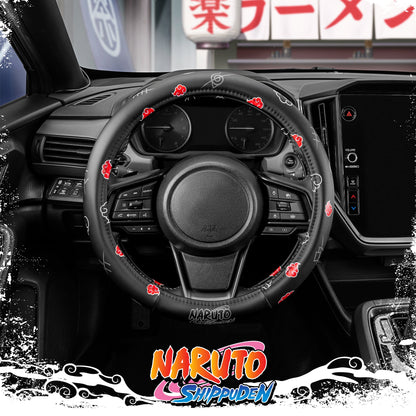 Naruto Shippuden Car Lenkrad Abdeckung, 15 Zoll Anime Lenkrad Abdeckung, gepolsterte Soft Comfortable Cover Anime Car Zubehör für Männer Frauen, Akatsuki