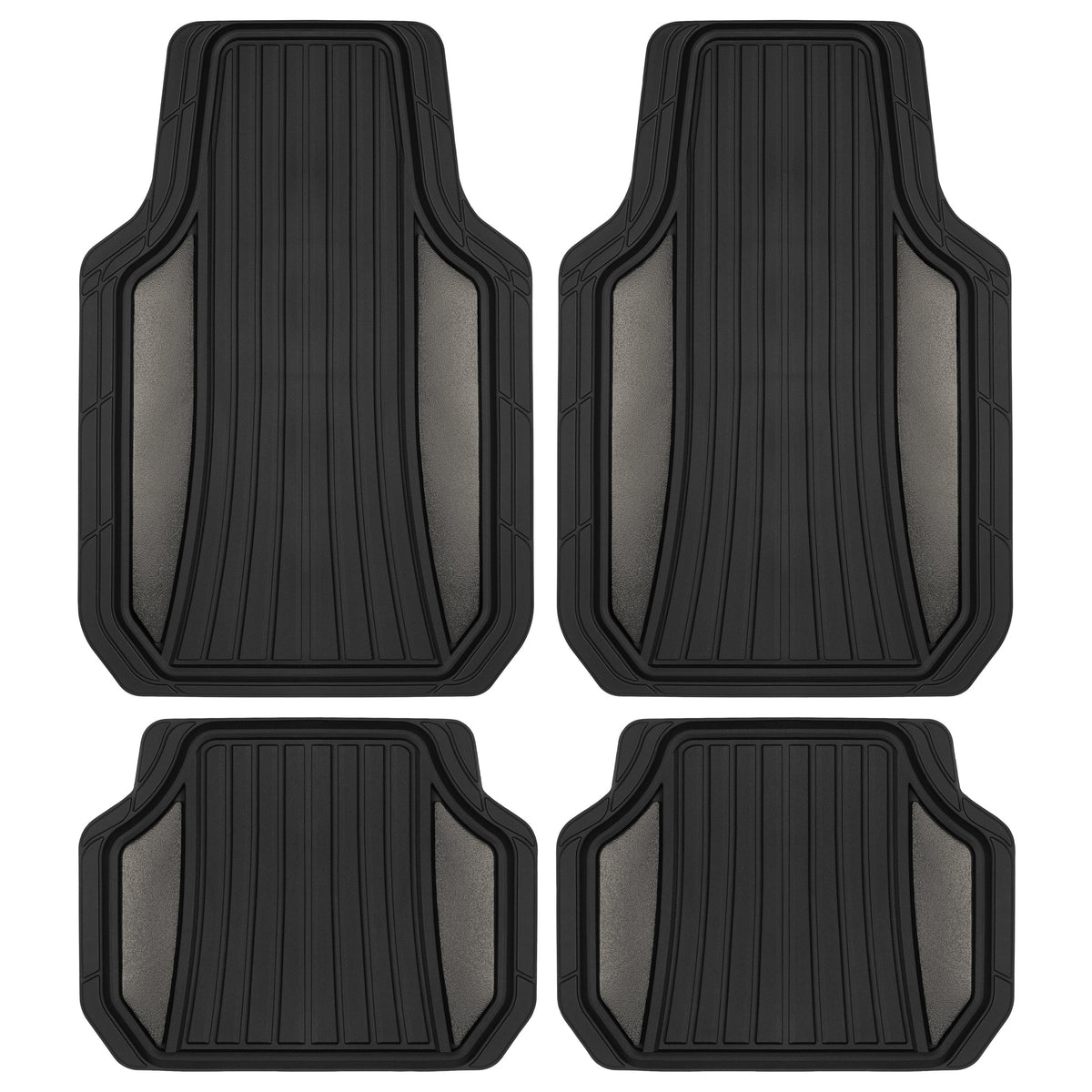 MotorTrend 4-Piece Shield Zwei-Tone Gloss Vorderbodenmatten und Hinterbodenmatten - Heavy Duty, All Weather, Trimmen Sie, um zu passen