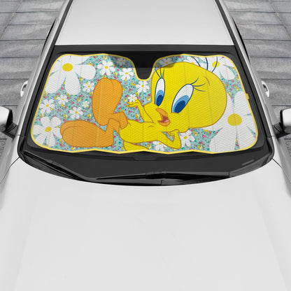Warner Bros Looney Tunes Tweety Bird mit Blumen Front Windschutzscheibe Sonnenschirm (58 'x 27')