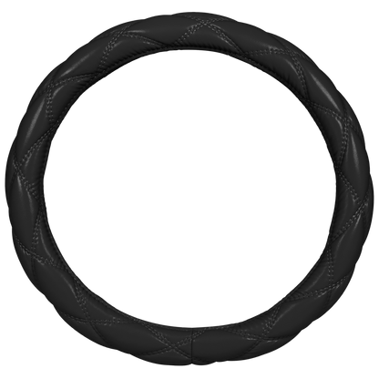 Carbella Black Stitched Leatherette Steering Wheel Cover (Fits 14.5' - 15.5')