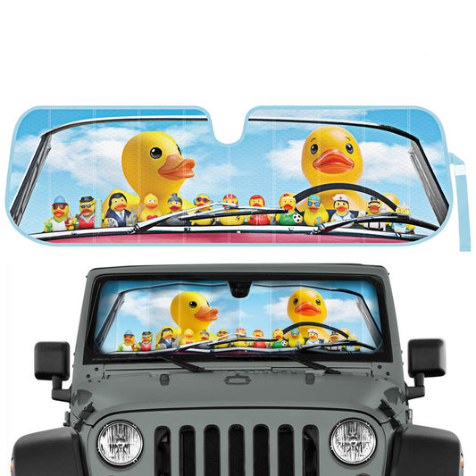 Duck Duck Jeep Sun Shade Fits 1987-2021 Jeep Wrangler JK, JL, CJ, YJ, TJ & 2020-2021 Gladiator - Custom Fit Windschutzscheibe Sonnenschirm Faltbares Akkorde Interieur UV-Schutz Sun Window Visor 53" x 16.5 "