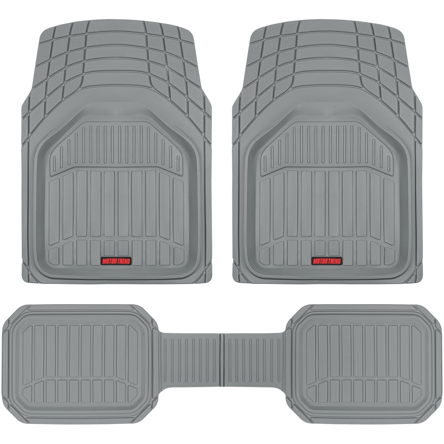 MotorTrend 3-Stück FlexTough Defender Vorderbodenmatten und Hinterbodenmatte - Heavy Duty, All Weather, Trimmen Sie, um zu passen