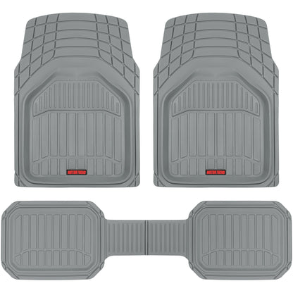 MotorTrend 3-Stück FlexTough Defender Vorderbodenmatten und Hinterbodenmatte - Heavy Duty, All Weather, Trimmen Sie, um zu passen