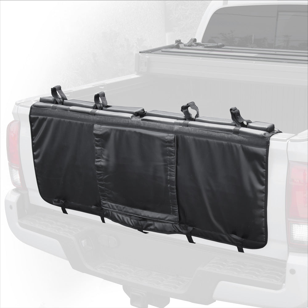 Truck Tailgate Pad für Mountainbikes Surf Kayak Outdoor Tailgate Protector - Langlebige 1' Foam Cover mit Carbon Fiber Design, Stoßfestigkeit mit Griff und Backup Kamerafenster (48 Zoll x 18 Zoll)