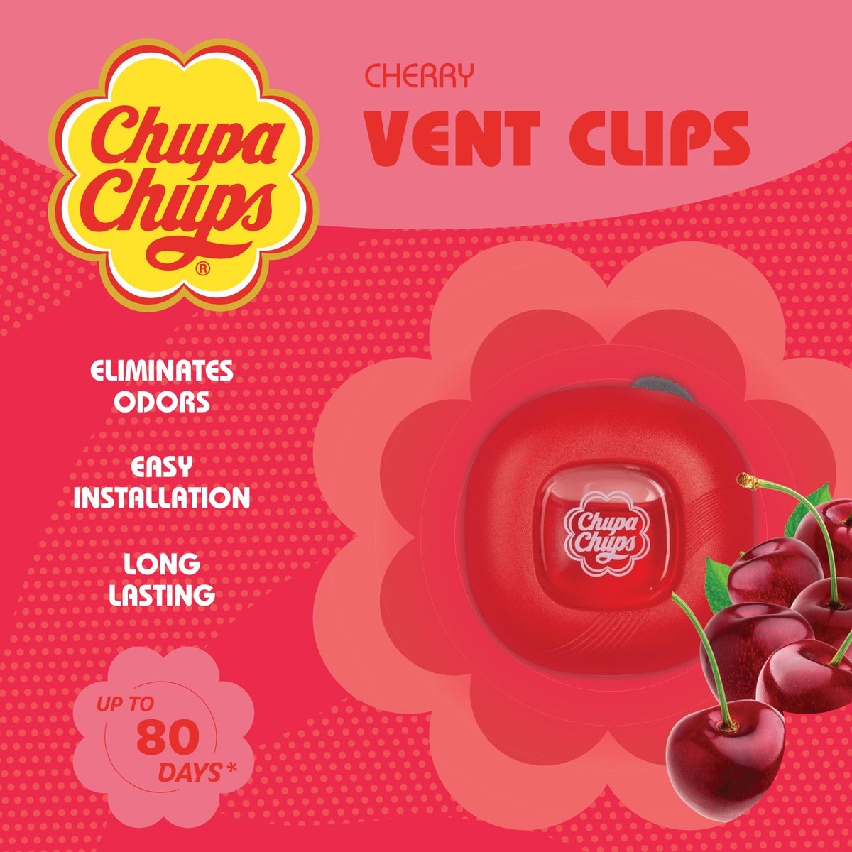 Chupa Chups Auto Lufterfrischer, Vanille Creme - Langlebige Autoerfrischer mit lustigen Düften, bunte und lebendige Lufterfrischer für Auto, einzigartige Autoerfrischer Parfüm Deodorizer Refresher Fragrance
