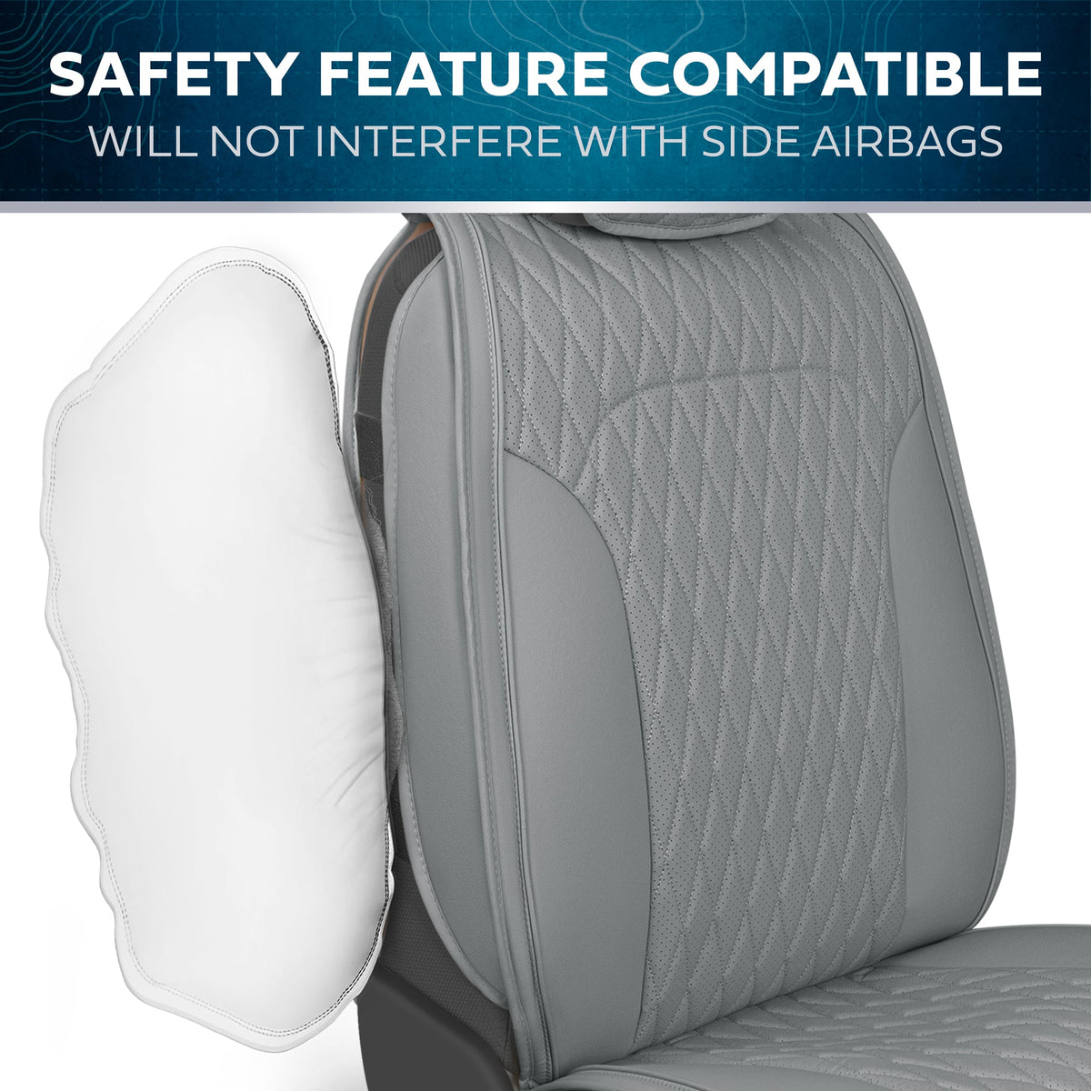 Car Seat Covers - DiamondLux Edition Premium Faux Leather Seat Protectors - Doppelkreuz-Nähte gepolsterte Automobilzubehör für LKW, SUVs, Autos - Front Seat Set