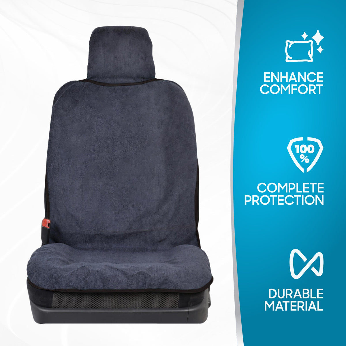 BDK UltraFit Waterpoof Car Seat Towel Cover, Black Trim - Waschbarer Schweißsitz-Protektor, ideal für Fitness-Studio-Surfen-Lauf-Crossfit, passt zu den meisten Auto-LKW Van und SUV (Mehrere Farben)
