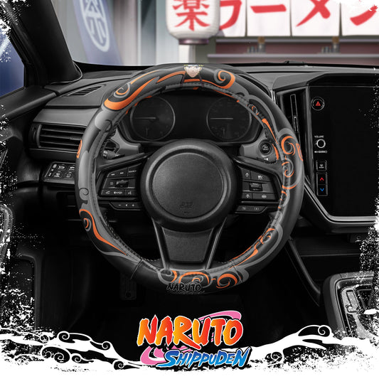 Naruto Shippuden Car Lenkrad Abdeckung, 15 Zoll Anime Lenkrad Abdeckung, gepolsterte weiche komfortable Abdeckung Anime Auto Zubehör für Männer Frauen, Neun Schwänze