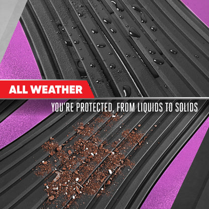 Motor Trend ChromeTech Autobodenmatten Volles Set - Langlebige Gummibodenmatten für Autos mit zwei Ton Akzent, All Wetter Innenschutz für Vorder- und Rückseite mit rutschfester Rückseite, Schwarz & Pink
