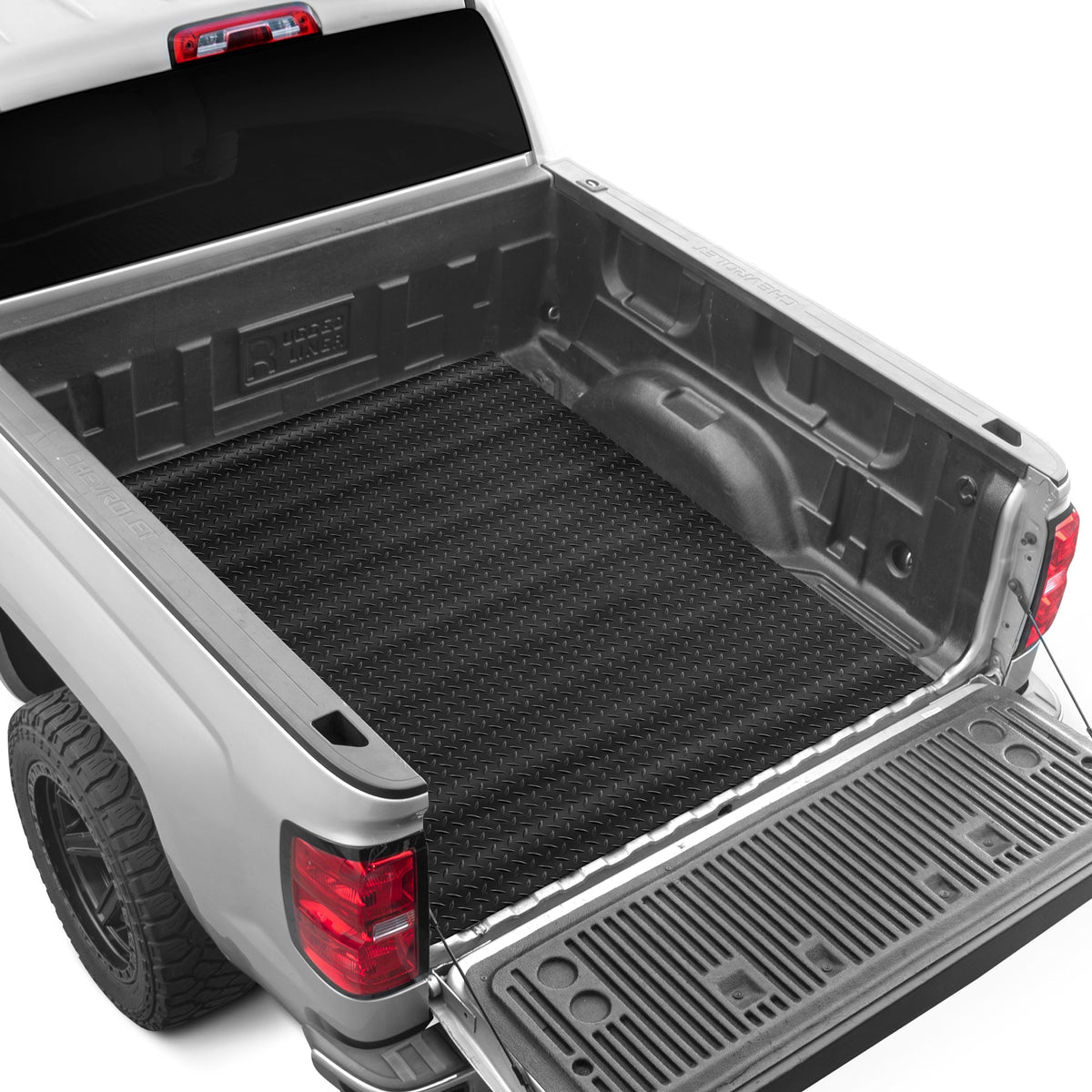 MotorTrend Diamond Metal Look Trunk / Cargo Liner Mat - Heavy Duty, All Weather, Trim to Fit (4' x 6')
