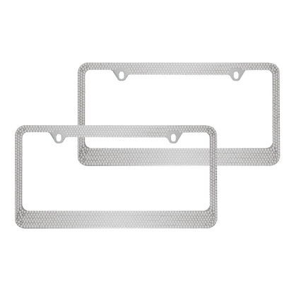 Rostbeständiges verchromtes Die-Cast-Edelmetall-Lizenzplattenrahmen / -halter Universalgröße - Blank Metal Design (Paket von 2)