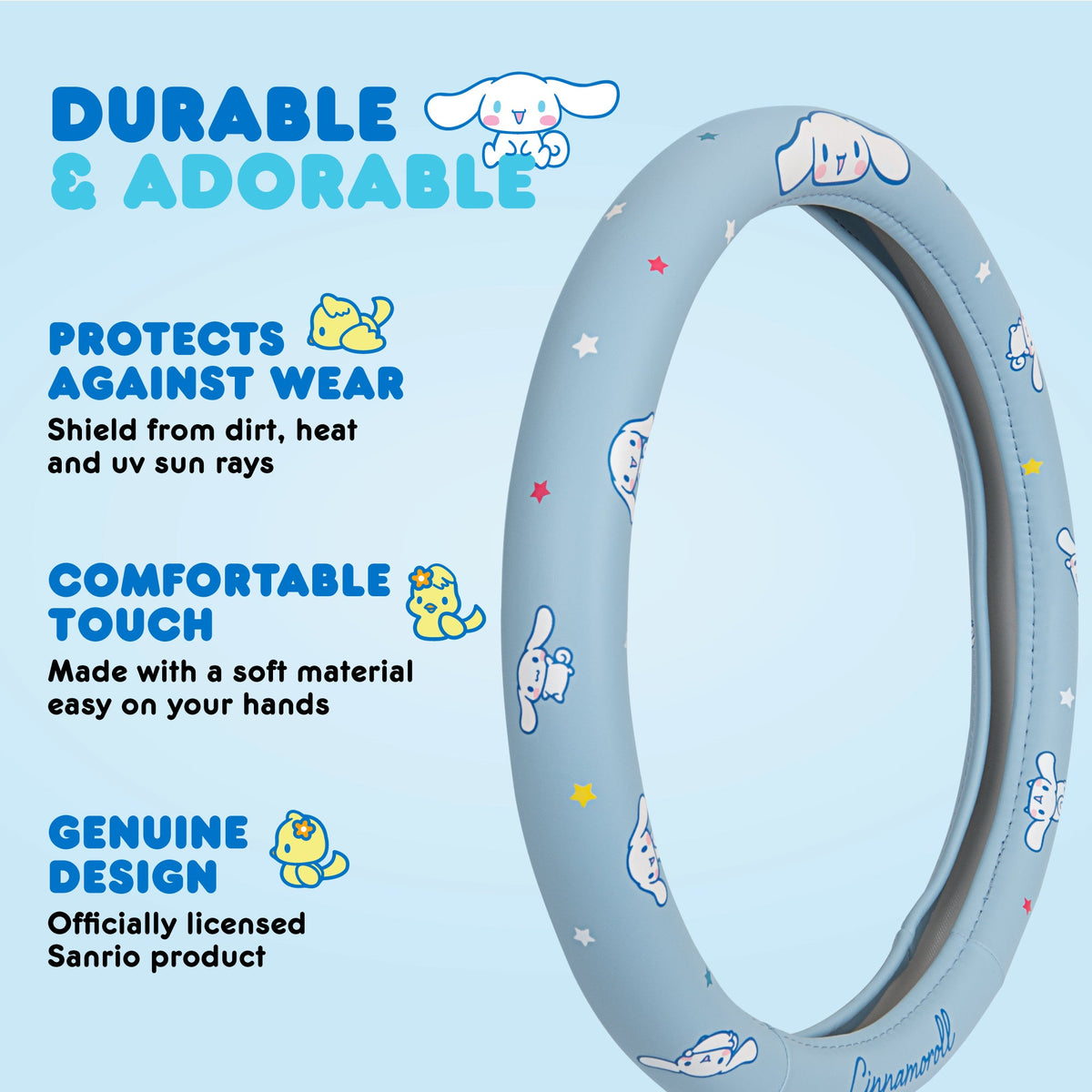 Carbella Sanrio Cinnamoroll Lenkradabdeckung (Fits 14.5' - 15.5')