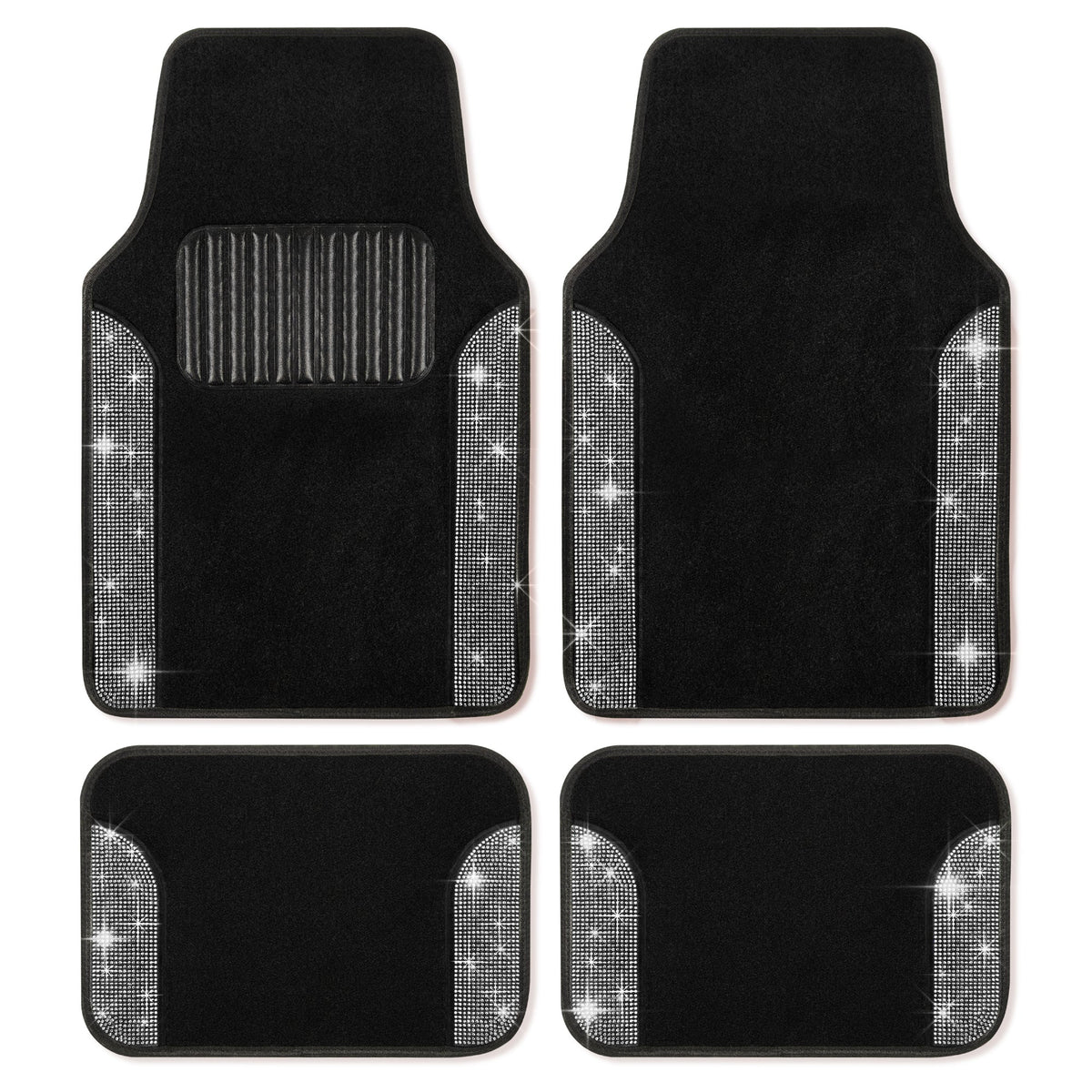Carbella 4-Piece Diamond Bling Vorderbodenmatten und Hinterbodenmatten - weiß